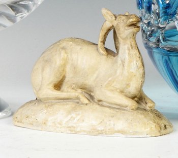 Carder Plaster of Paris Deer: Carder Plaster of Paris Deer . Sgn. & dated, mold for Steuben deer. Ht. 5" L 7"