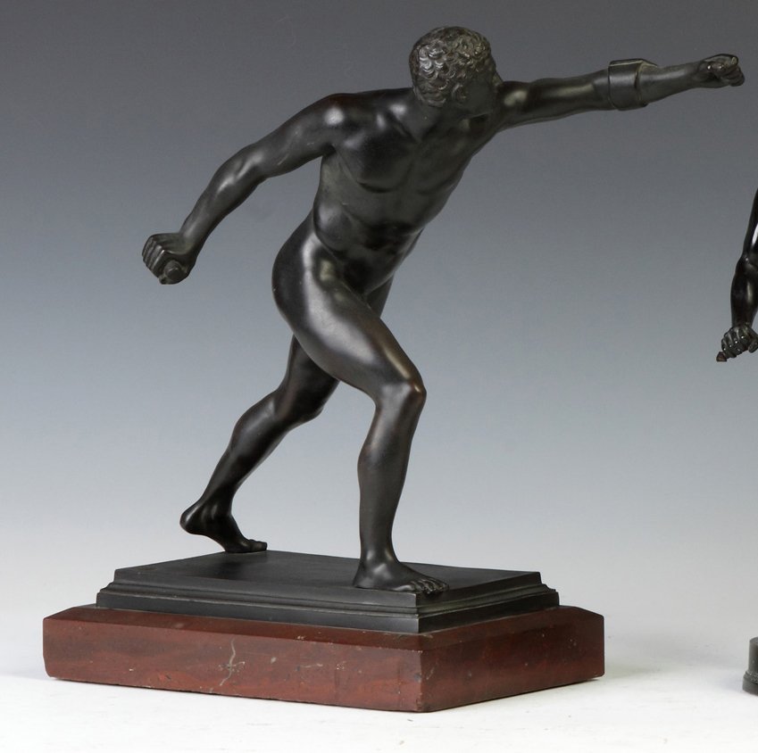 Bronze Sculpture of "Phideus, Warrior in the Louve": Bronze Sculpture of "Phideus, Warrior in the Louve". Unsgn., foundry mark on base illeg. Marble base. A Private Estate. Ht. 13" W 15"