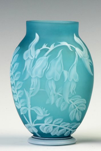 Thomas Webb Cameo Vase with Bleeding Hearts &: Thomas Webb Cameo Vase with Bleeding Hearts & Butterflies. Early 20th cent. Sgn. Webb & Sons. A Syracuse, NY Collection. Ht. 6"