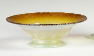 Tiffany Amber Pastel Bowl: Tiffany Amber Pastel Bowl. LCTiffany Inc. Favrille #1561. An Auburn, NY Private Collection. Ht. 2" Dia. 6"