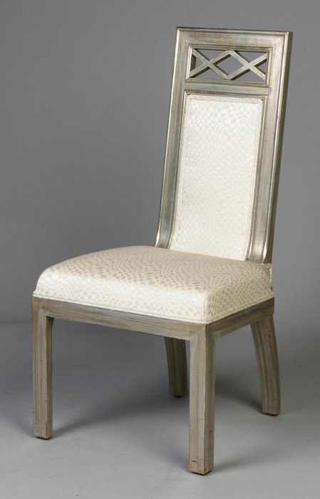 James Mont Chair: James Mont Chair. Silver finished. The Levine Collection. Ht. 40" Seat Ht. 18"