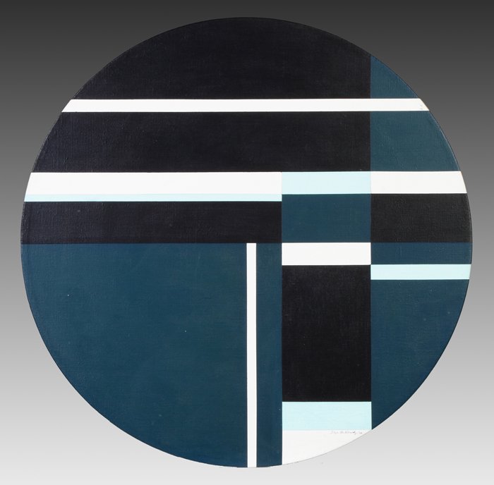 Ilya Bolotowsky (American/Russian, 1907-1981) Abstract: Ilya Bolotowsky (American/Russian, 1907-1981) Abstract. Sgn. Lower right, Ilya Boltowksy '78. Oil/canvas. The Levine Collection. Dia. 31 1/2"