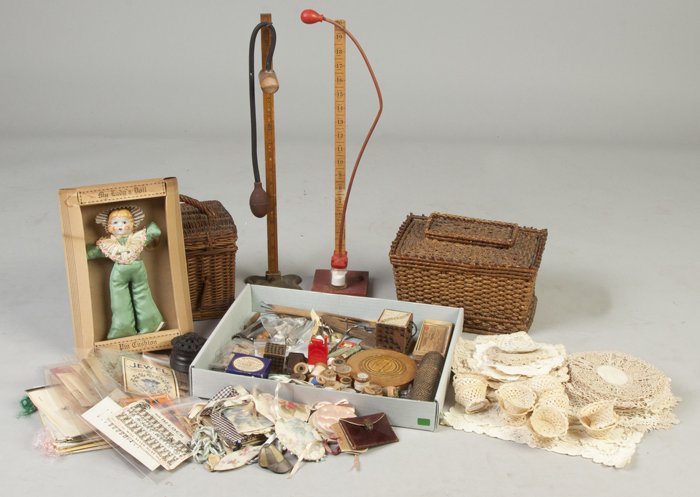 Group of Various Sewing Articles & Accessories: Group of Various Sewing Articles & Accessories, Max. Ht. 21 1/2"Property of the Strong, sold to benefit the museum's collections fund.