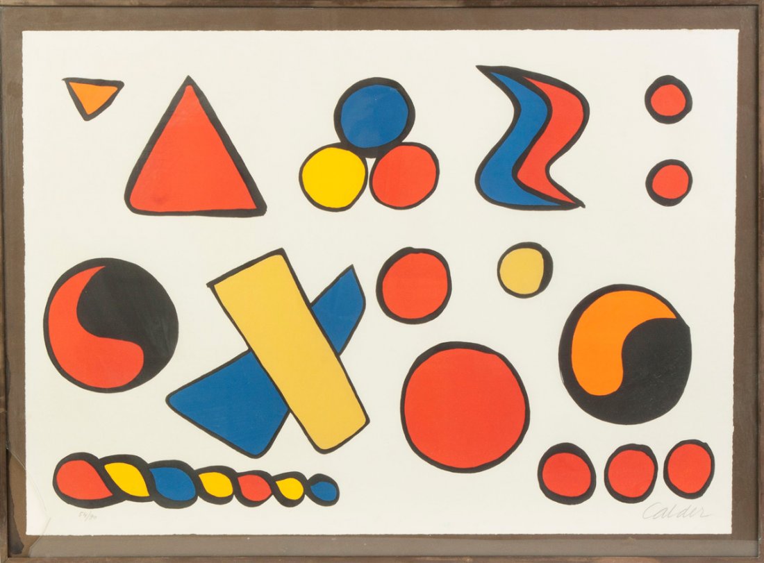 Alexander Calder (American, 1898-1976) "Alphabet et: Alexander Calder (American, 1898-1976) "Alphabet et Saucisson".Sgn. In pencil lower right, Calder. Numbered lower left, 54/90. 21" x 29 1/2"