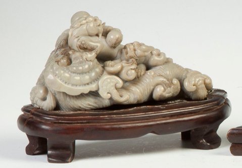 Carved Soapstone Dragons & Creatures: Carved Soapstone Dragons & Creatures. Ht. 4" W 8" D 3"