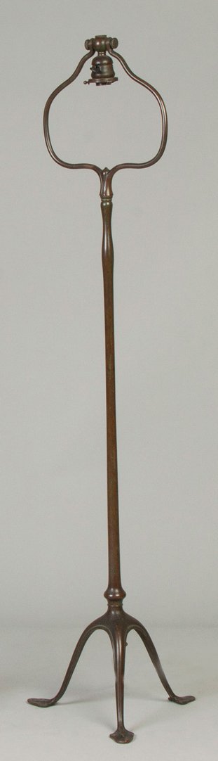 Tiffany Studios Bronze Floor Lamp Base: Tiffany Studios Bronze Floor Lamp Base.Tiffany Studios New York 423. Ht. 55" Harp W 12" Fitter 2 1/4"