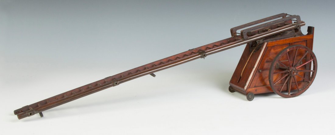 Retractable Ladder Patent Model: Retractable Ladder Patent Model. 19th cent. Mahogany & brass. L 32" W 7". Property of the Strong, sold to benefit the museum's collections fund.
