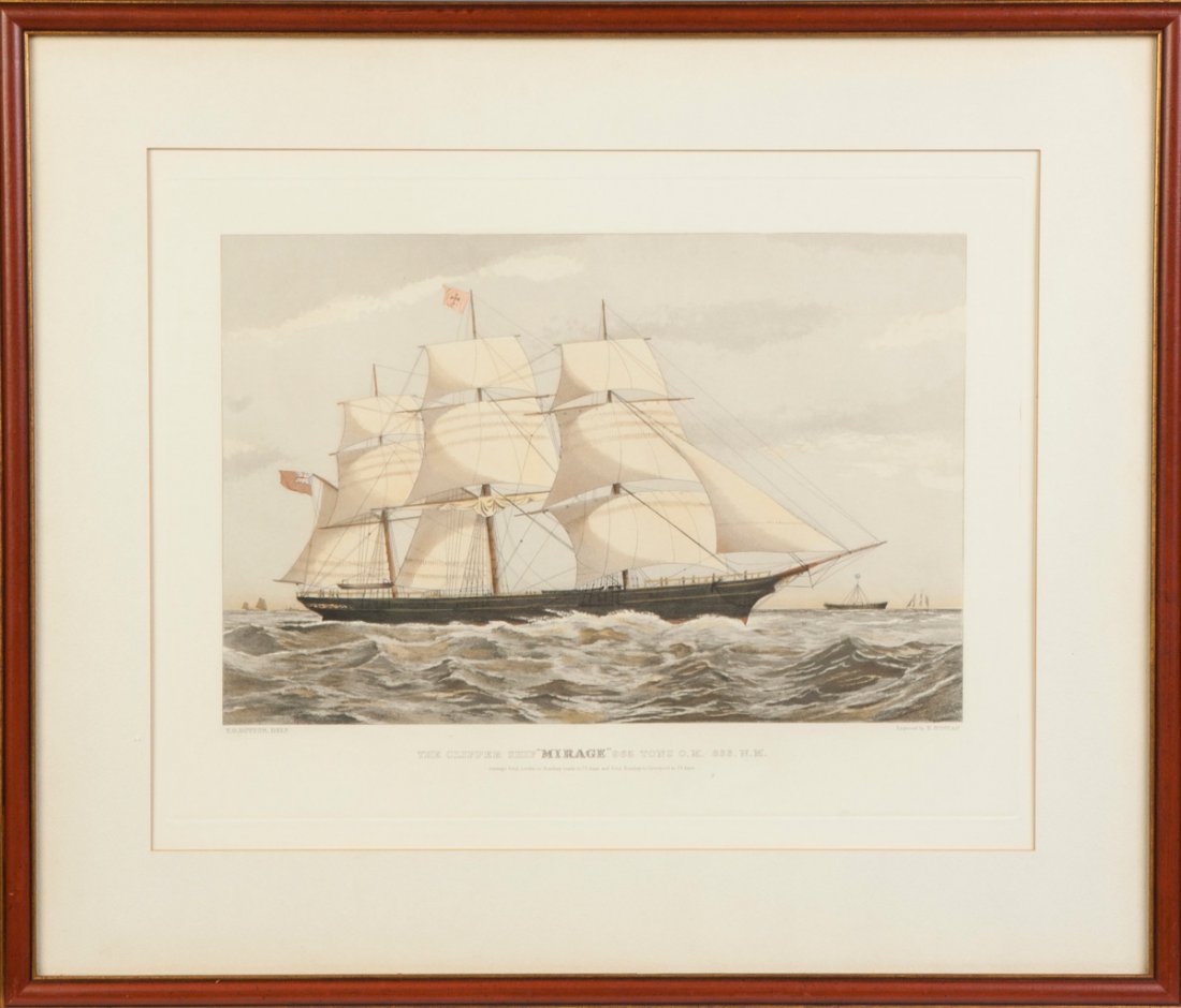 E. Duncan, The Clipper Ship Mirage: E. Duncan, The Clipper Ship Mirage. Engraving. 16" x 21".