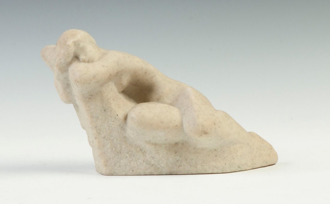 Vincent Glinsky (Russian/American, 1895-1975) Poured: Vincent Glinsky (Russian/American, 1895-1975) Poured stone Reclining Nude. Sgn. V. Galinsky. Ht. 7" W 11" D 5".