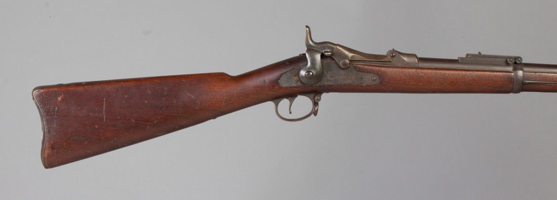 US Springfield Trapdoor Model 1888: US Springfield Trapdoor Model 1888. US inspectors marks. Round rod bayonet; 9th infantry, 1891. Overall L 52" Barrel L 35 3/4".