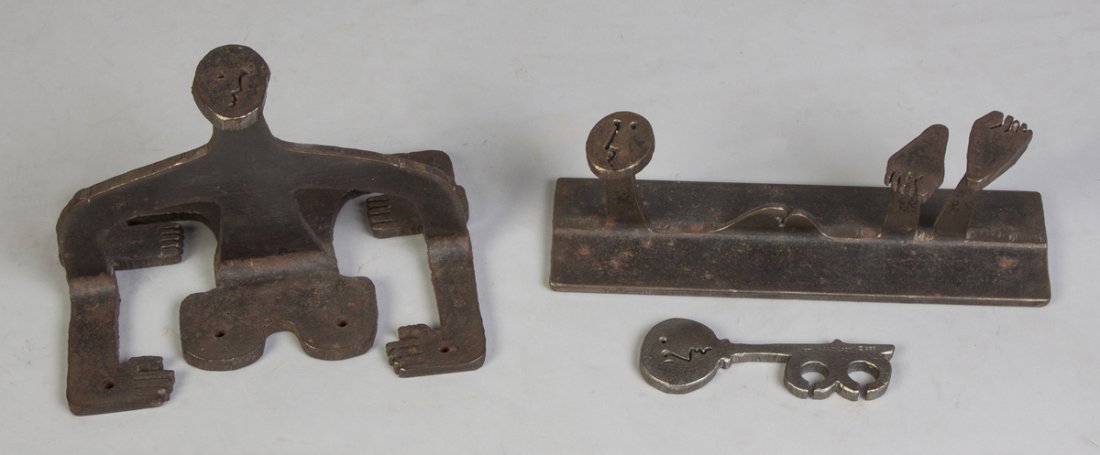 Albert Leon Wilson (Rochester, NY, 1920-1999) Three: Albert Leon Wilson (Rochester, NY, 1920-1999) Three Sculpted Steel Stylized Figural Sculptures. All sgn. & dated. Chatterbox Club Key. Max. Ht. 8" Max. W 13 1/2". A Private Collection.