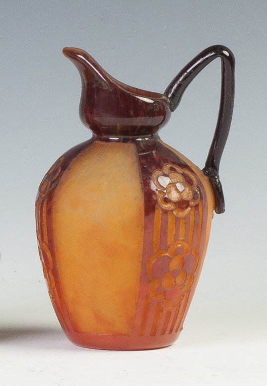 Charder Cameo Ewer: Charder Cameo Ewer. Sgn. Charder Le Verre Francais. Ht. 6".