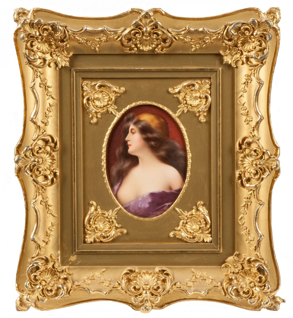 Painting on Porcelain "Una Gitana Asti": Painting on Porcelain "Una Gitana Asti". 19th cent. Artist sgn. Teut. 7" x 5". A Private Rochester, NY Collection.
