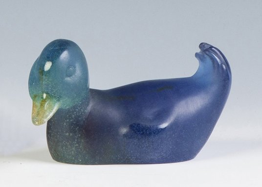 Daum Nancy Glass Duck Pate de Verre: Daum Nancy Glass Duck Pate de Verre. Early 20th cent. Sgn. Daum Nancy. Ht. 2 1/2" L 4 3/4. A Private Rochester, NY Collection.