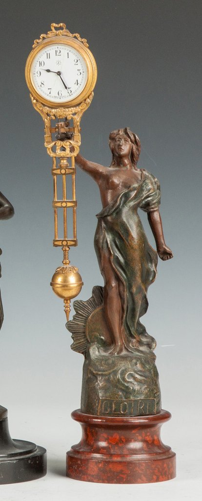 Junghans Swinger Clock, Young Lady with Robe: Junghans Swinger Clock, Young Lady with Robe. Ht. 14" The Dr. Richard & Jill Pope Collection.