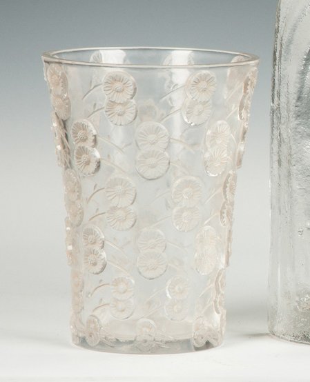 Lalique Vase: Lalique Vase. Early 20th cent. Stamped, block letter, R. Lalique Ht. 7" Dia. 5 1/2" A Private Rochester, NY Collection.