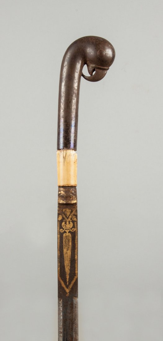 Decorated Metal Sword Cane with Parrot Head Handle (1 of 3)