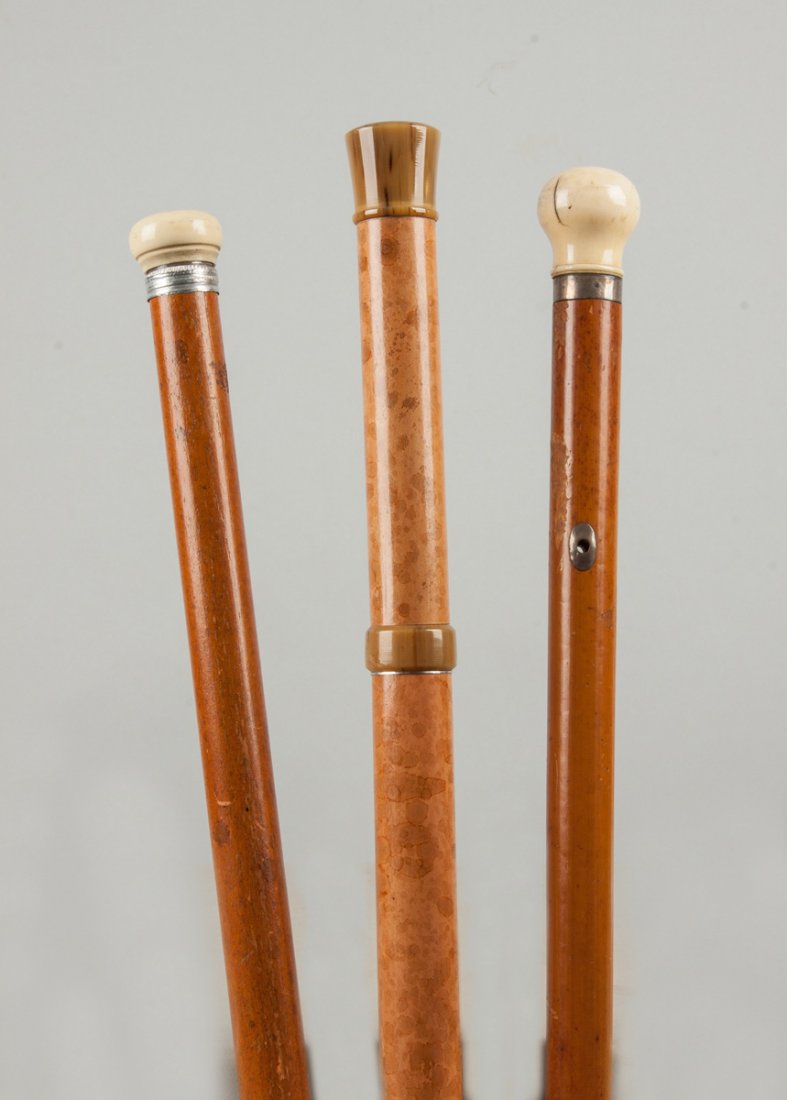 Three Wood Canes with Carved Handles (1 of 2)