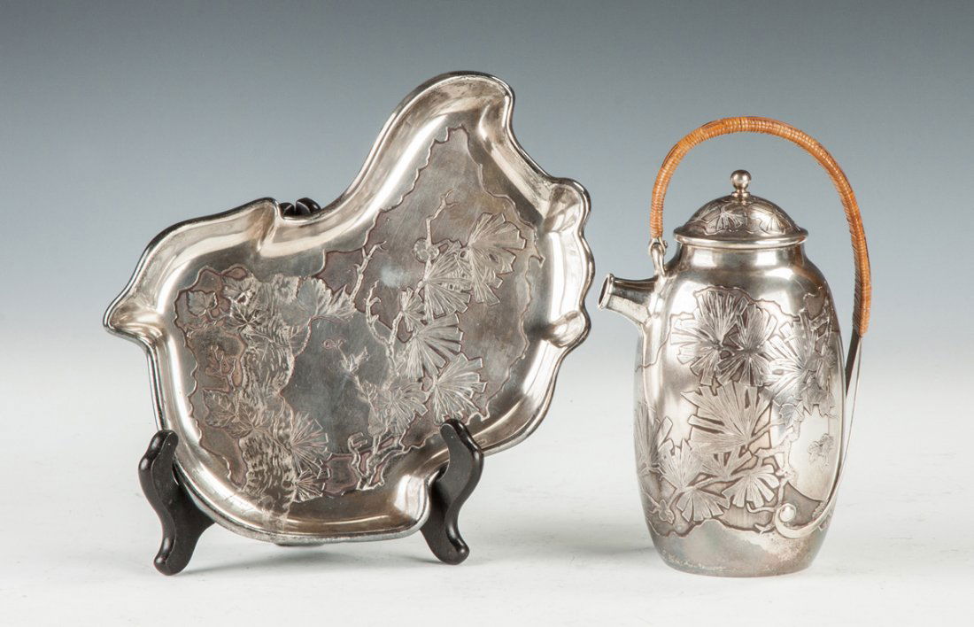 Gorham Japanese Style Sterling Silver Tray & Teapot (1 of 2)