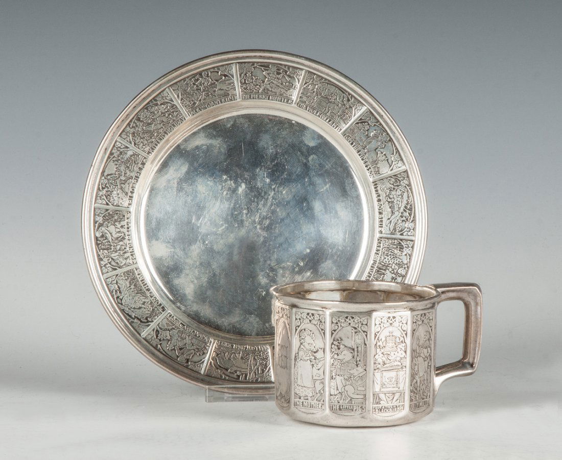 Sterling Silver Child's Cup & Undertray With Nursery (1 of 2)