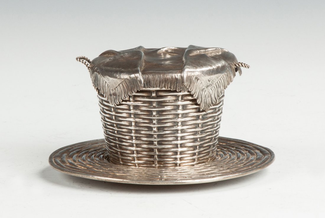 Russian Sterling Silver Covered Basket with Undertray (1 of 3)