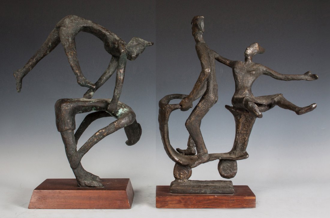 Charlotte Levy (20th c.) Two Bronze Sculptures, Figures (1 of 4)