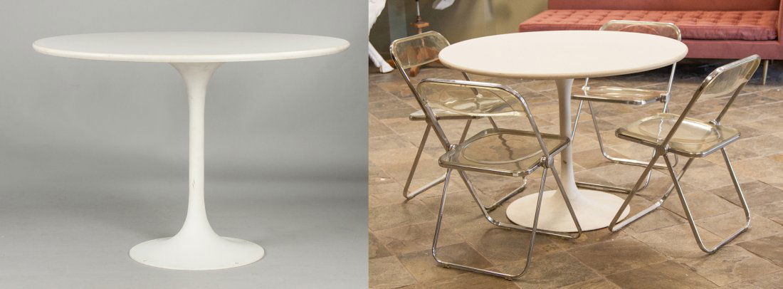 Knoll White Table together with 4 Folding Chairs (1 of 1)