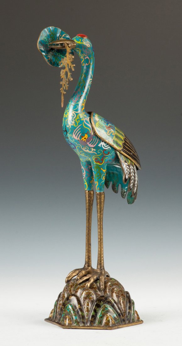 Chinese Cloisonne Heron Censer (1 of 2)