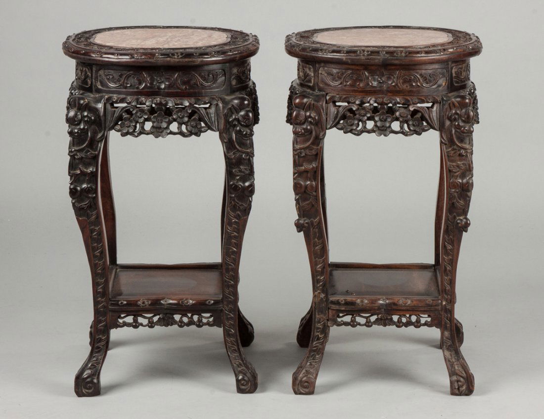 Two Similar Chinese Carved Hardwood Tables (1 of 2)