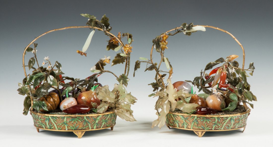 Pair of Chinese Bronze Enameled Baskets (1 of 4)