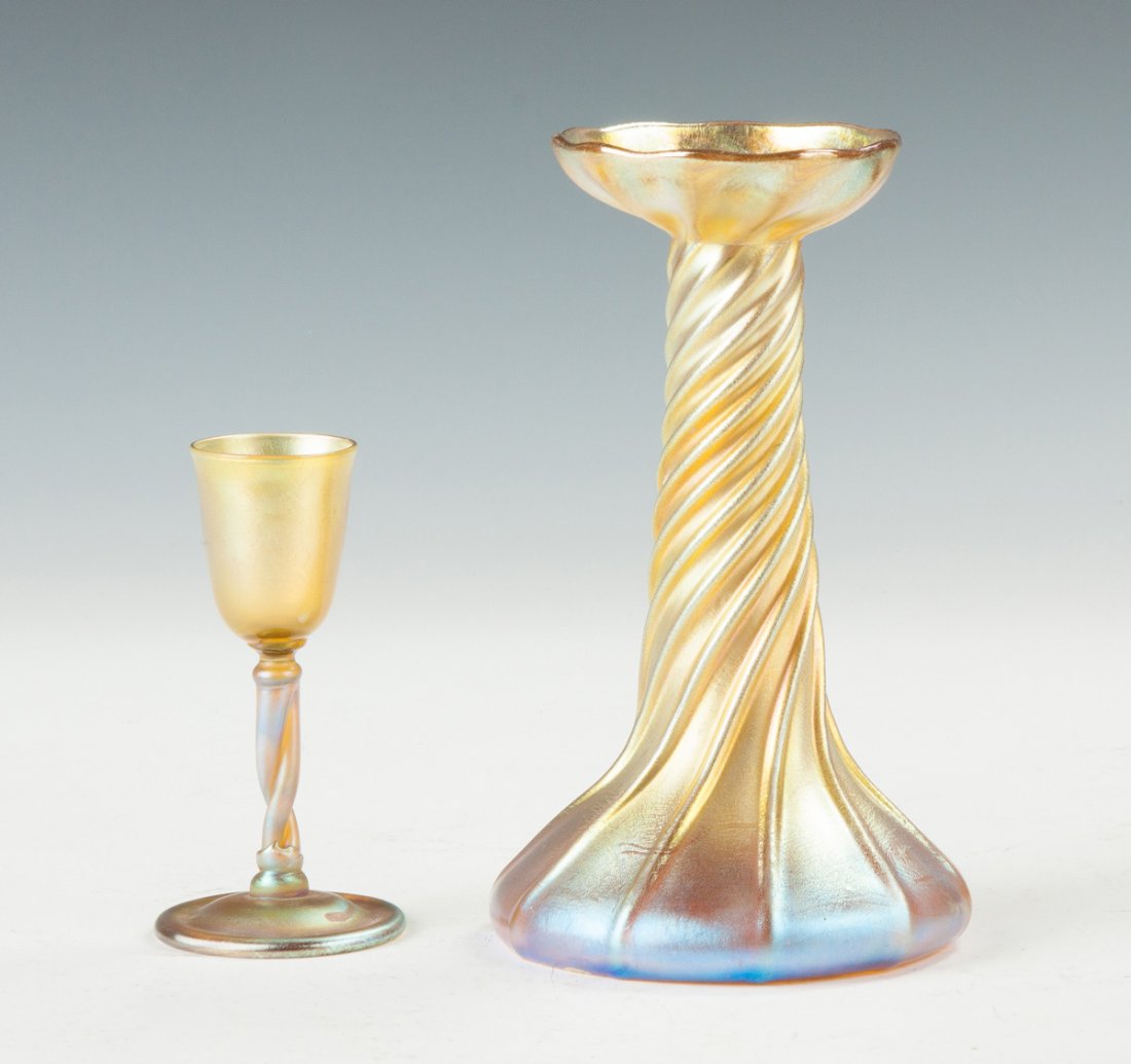 Tiffany Gold Iridescent Cordial & Candlestick Lamp Base (1 of 1)