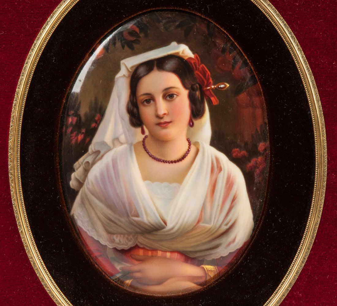 KPM Plaque of a Young Lady: KPM Plaque of a Young Lady. Sgn. KPM. 19th cent. Ht. 7" W 5".