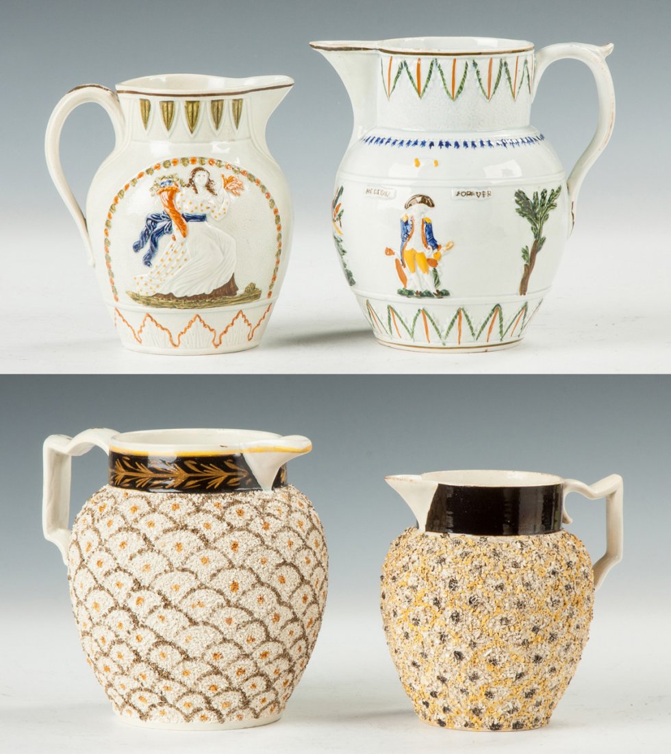 Two Staffordshire Pearlware Pratware Pitchers (1 of 4)