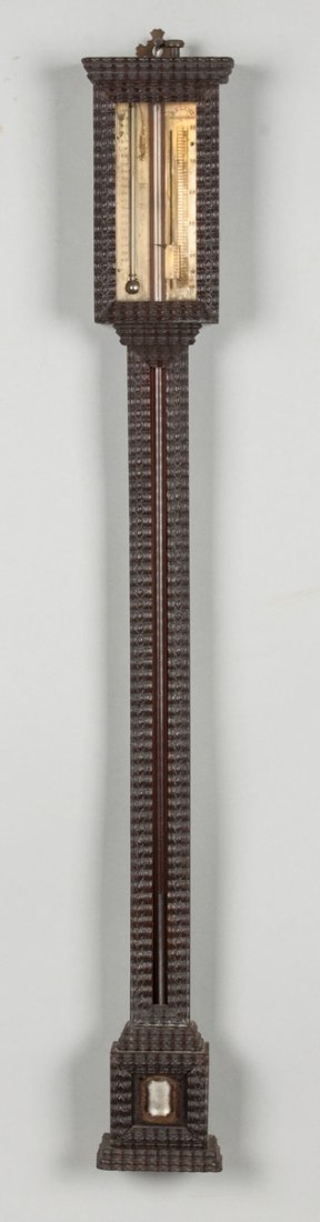 D.E. Lent Rochester, NY Ripple-front Mahogany Barometer (1 of 2)