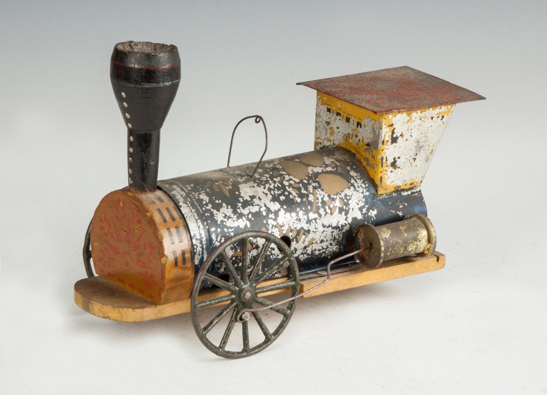 Tin & Painted Wood Clock Work Engine, Probably George W (1 of 2)