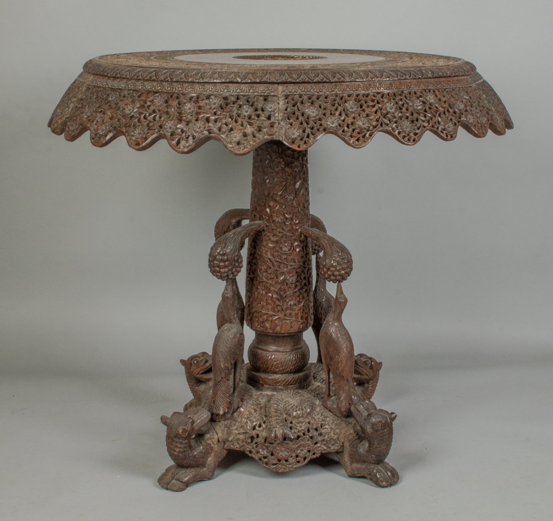 Pierce Carved Indian Tilt Top Table (1 of 4)