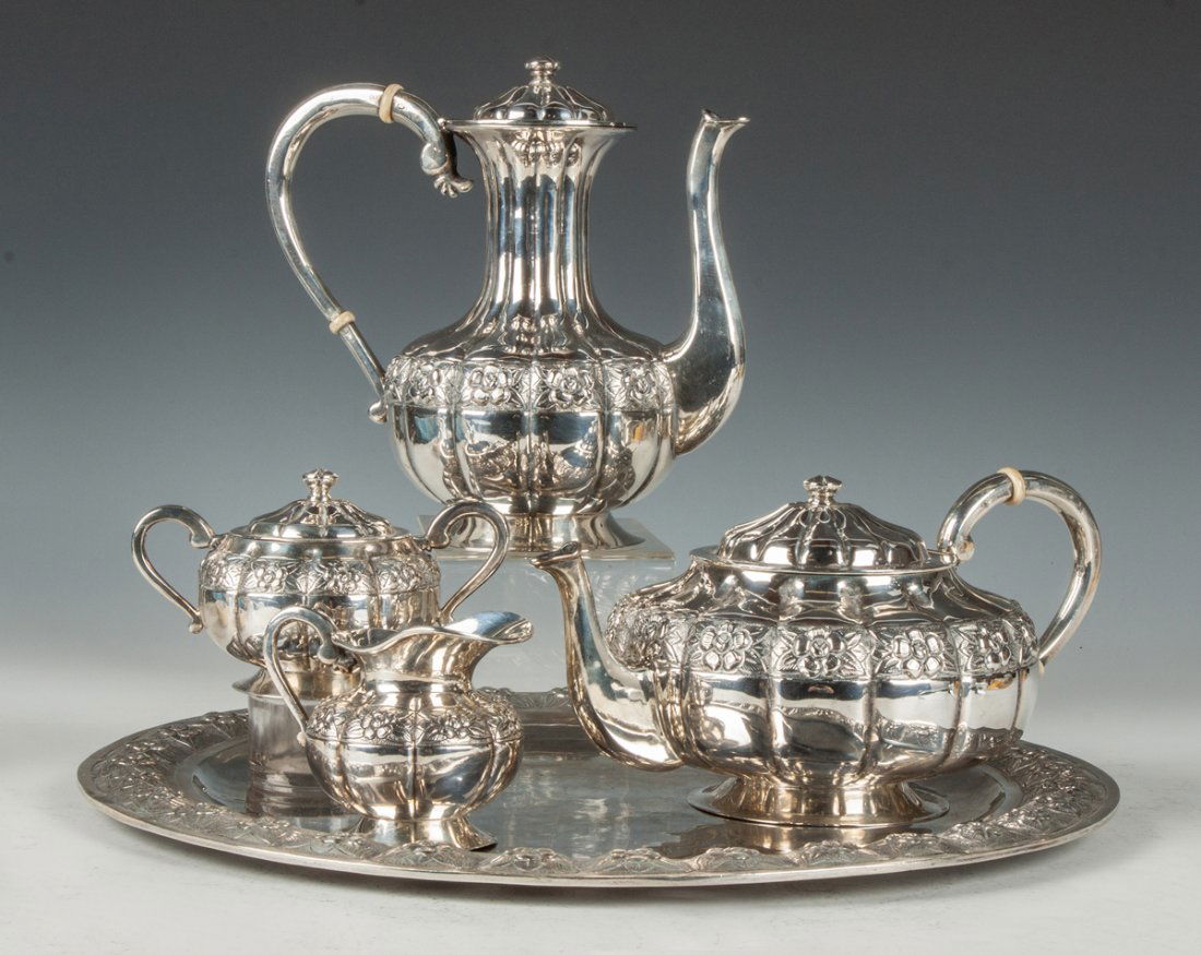 Four Piece Sansborn Mexican Sterling Silver Tea Set (1 of 2)
