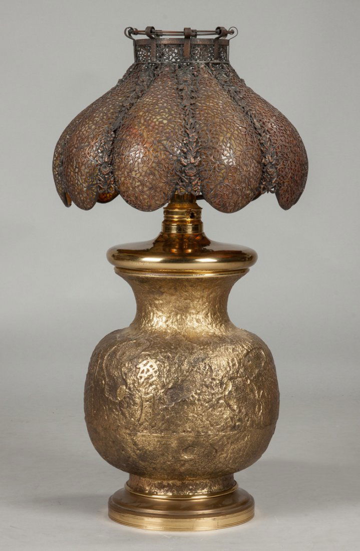 Brass Lamp with Moorish Overlay Shade (1 of 1)
