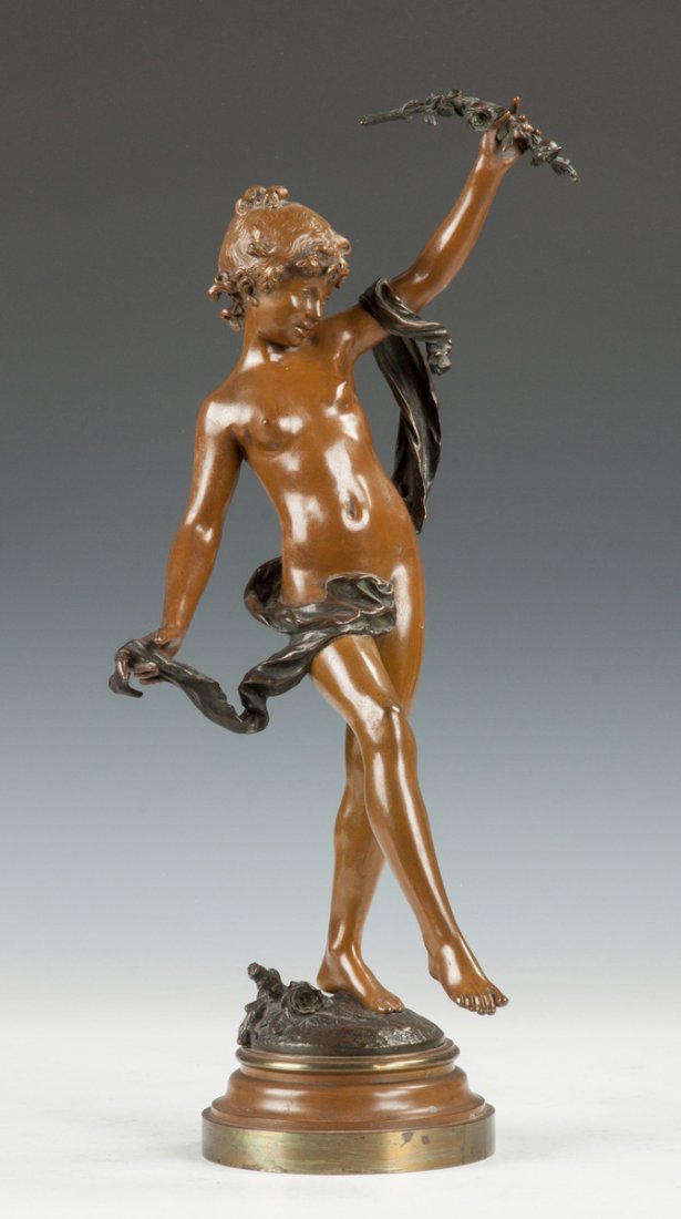 Auguste Louis Moreau (French, 1855–1919) Nude Dancer: Auguste Louis Moreau (French, 1855–1919) Nude Dancer Patinaed bronze. Original patina. Ht. 19" Rochester Historical Society, Rochester, NY.