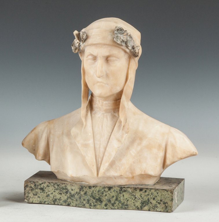 Carved Alabaster Bust of Dante (1 of 1)