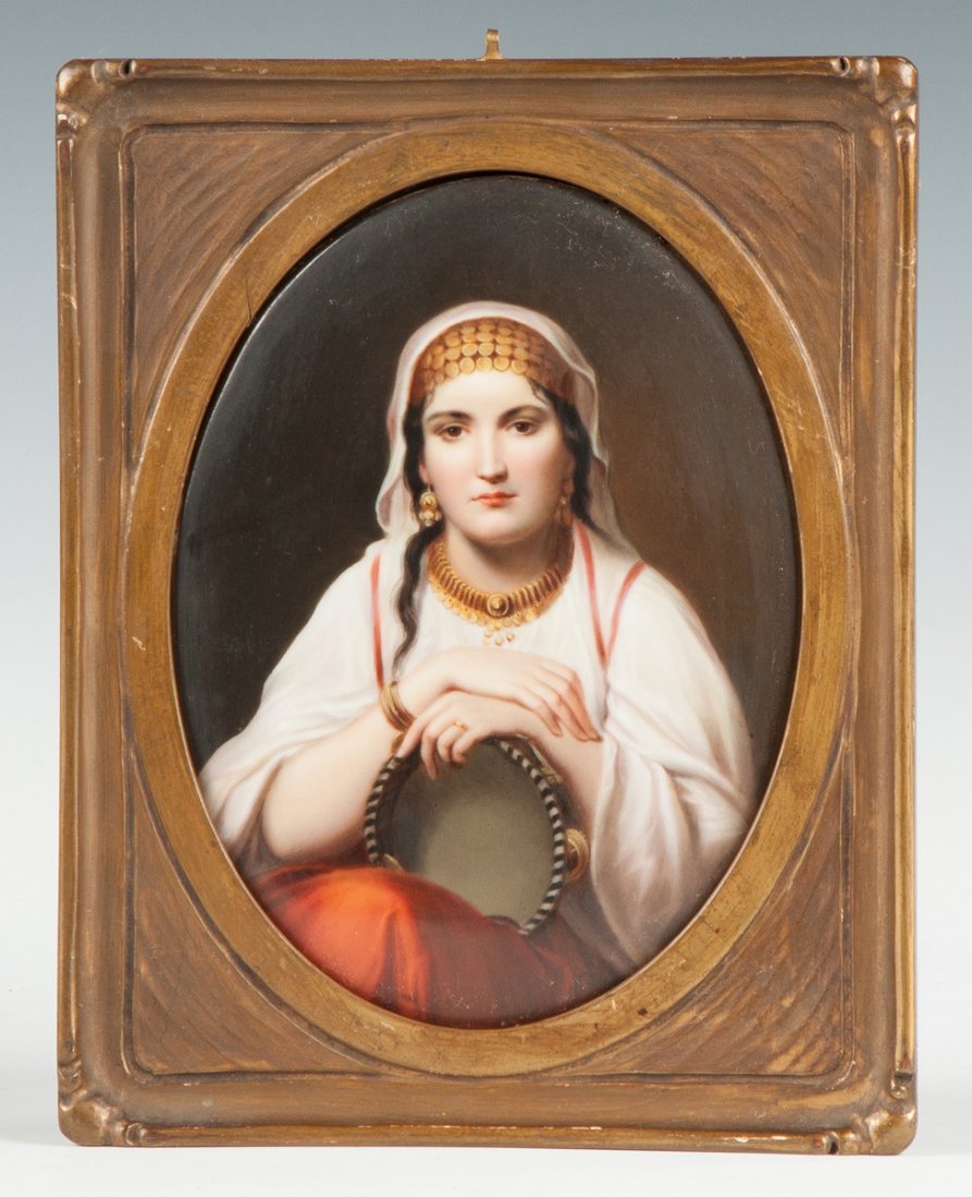 German Painting on Porcelain of Middle Eastern Lady (1 of 2)