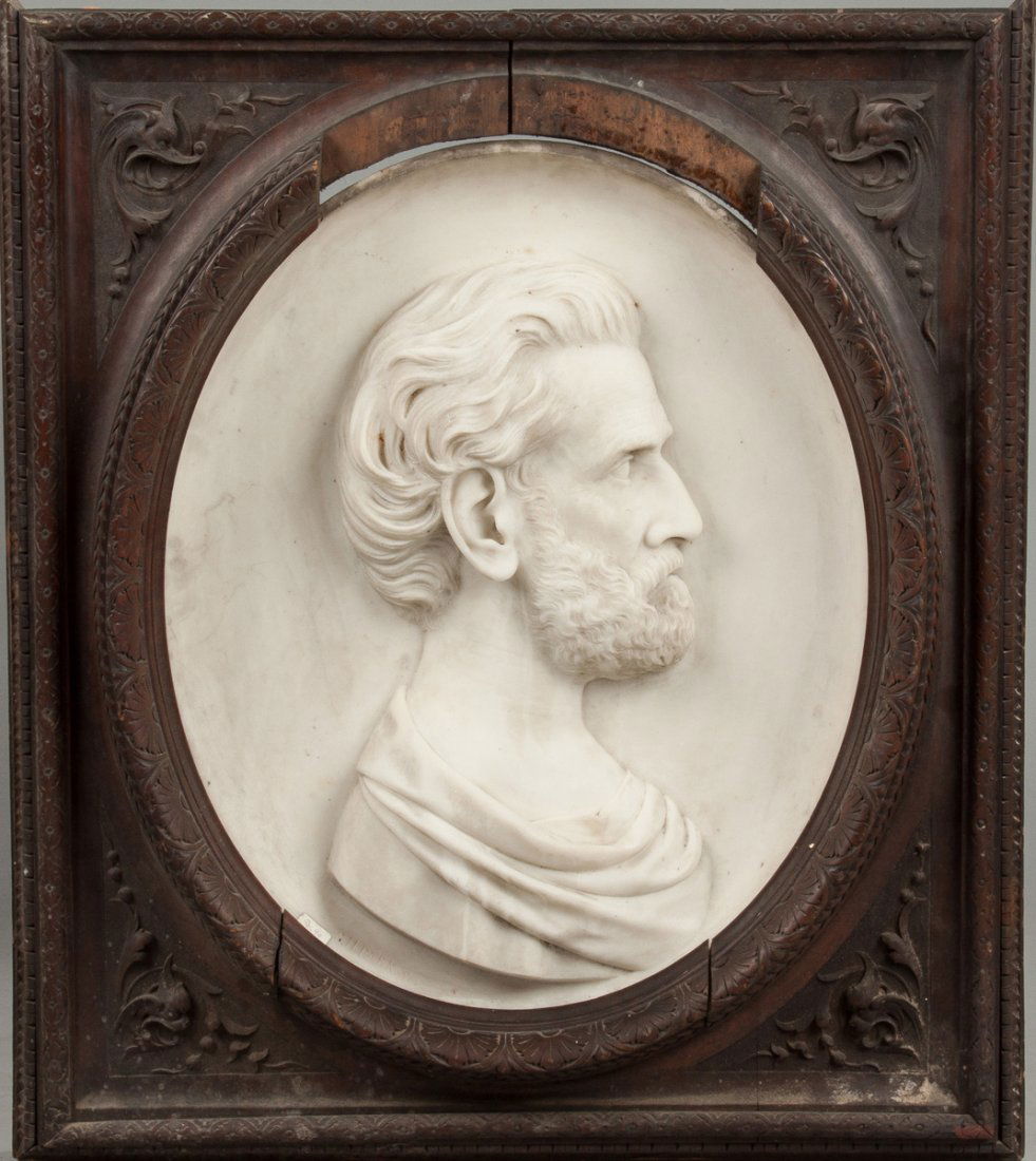 Richard Park (American, 1832-1902) Carved Marble Plaque (1 of 3)