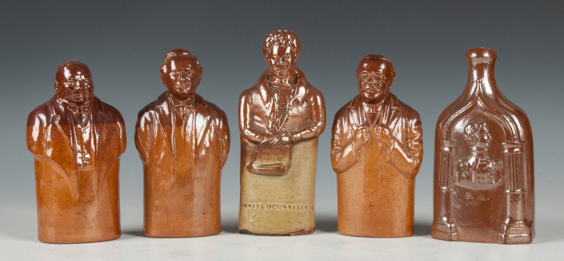 Five English Stoneware Flasks (1 of 2)
