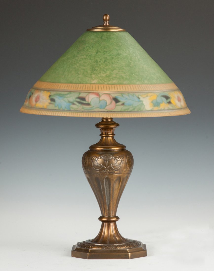 Pairpoint Reverse Painted Lamp with Floral Border (1 of 2)