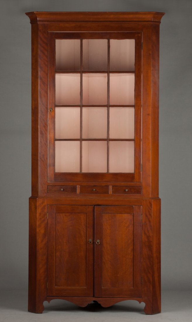 Two-Piece Cherry New England Corner Cupboard (1 of 1)