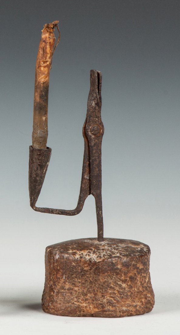 Iron & Burl Rush Lamp (1 of 3)