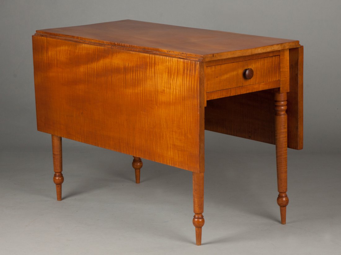 Country Sheraton Tiger Maple Drop Leaf Table with (1 of 1)