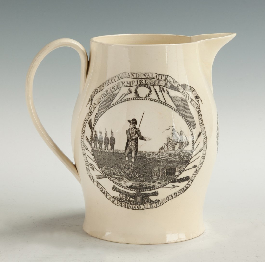 Liverpool Creamware Pitcher "Success to America" with (1 of 2)