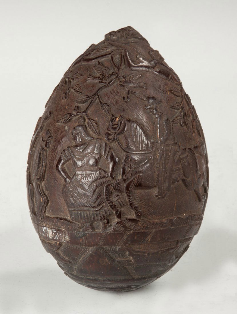 Unusual Carved Coconut Shell Bank (1 of 7)