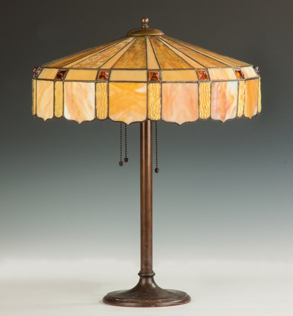 Duffner & Kimberly Leaded & Jeweled Arts & Crafts Table (1 of 2)